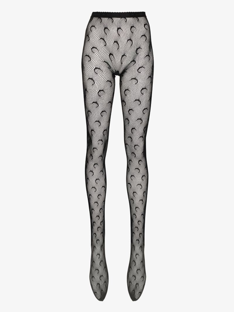 Black Crescent Moon Fishnet Tights