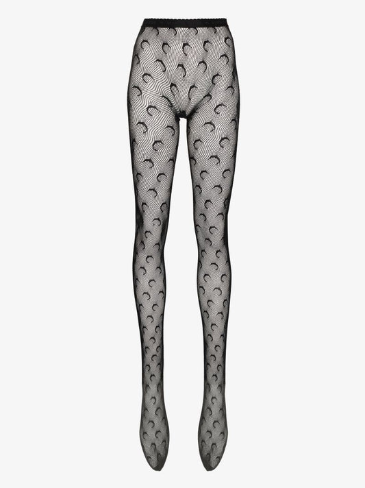 Black Crescent Moon Fishnet Tights