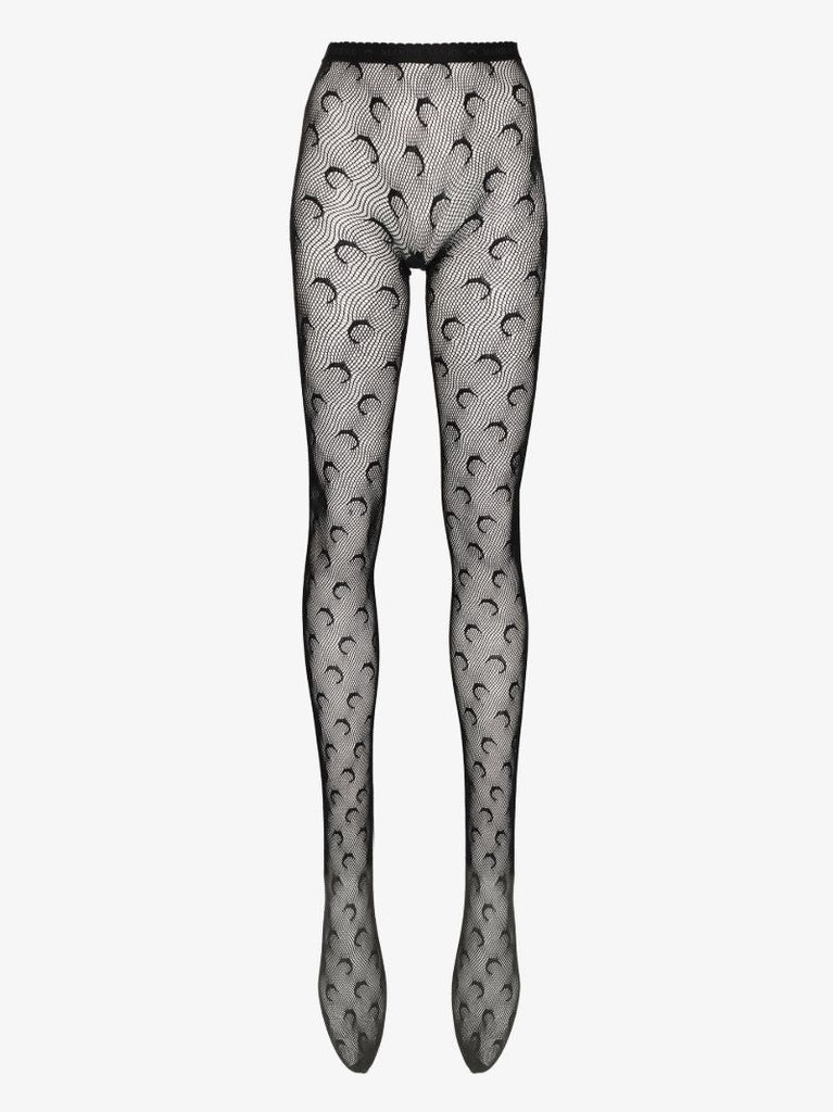 Black Crescent Moon Fishnet Tights
