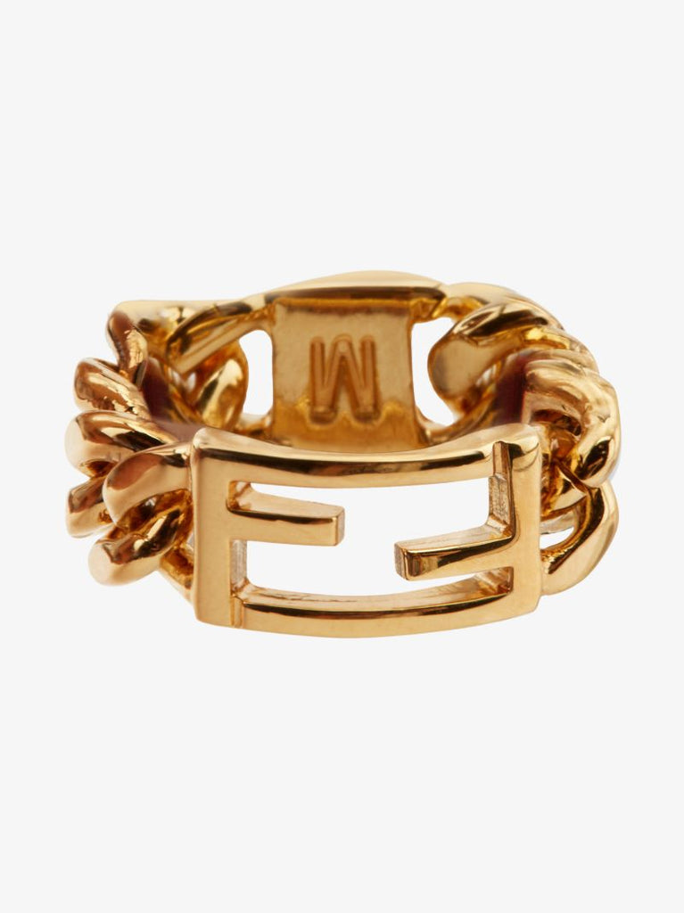 Gold Tone Ff Chain Ring