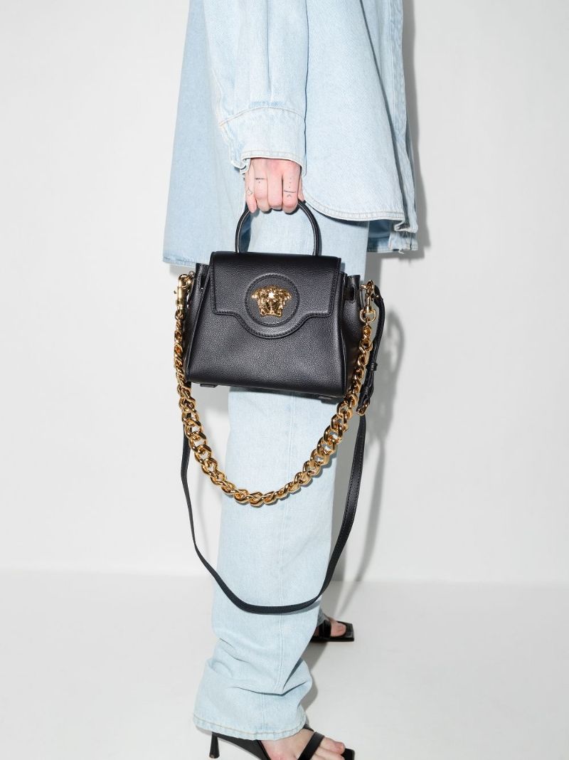Black La Medusa Small Leather Shoulder Bag