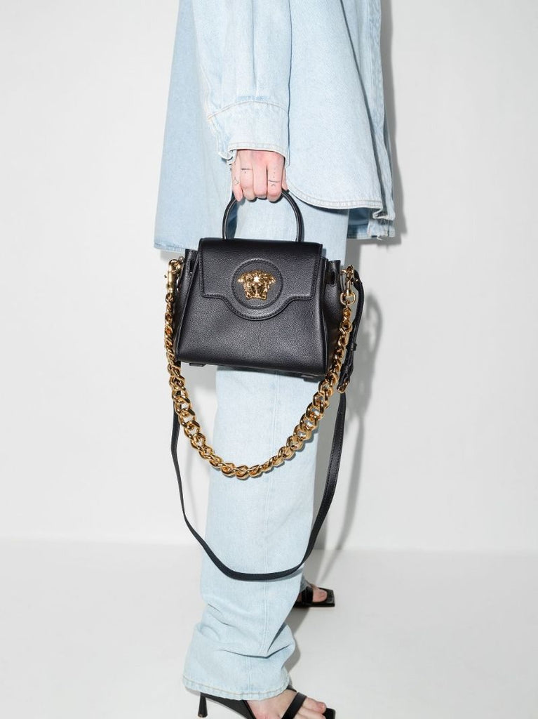 Black La Medusa Small Leather Shoulder Bag