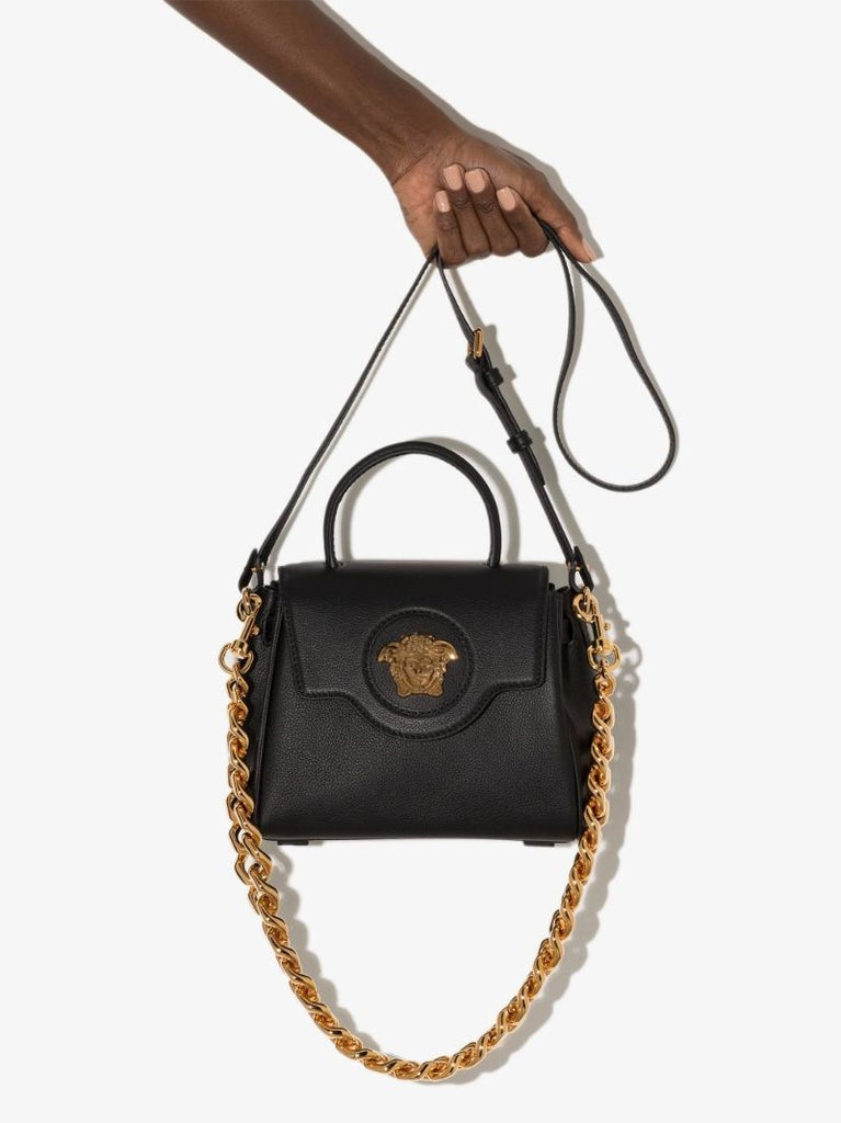 Black La Medusa Small Leather Shoulder Bag