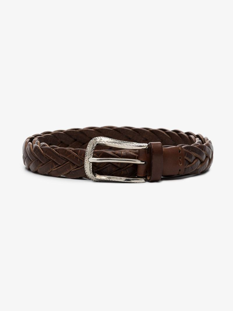 Brown Woven Leather Belt