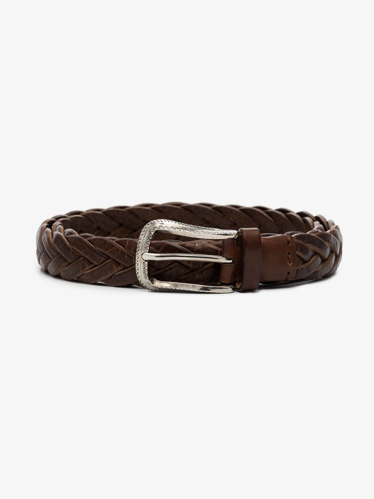 Brown Woven Leather Belt