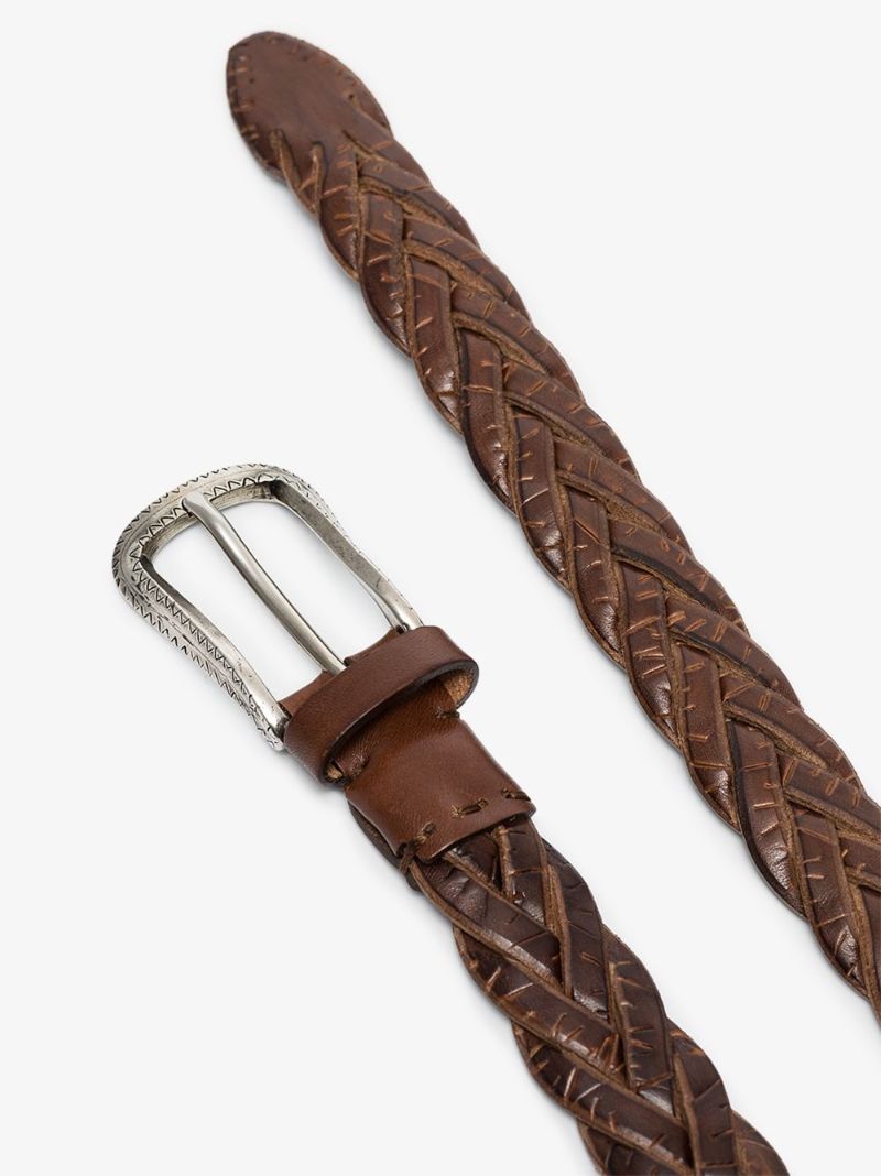 Brown Woven Leather Belt