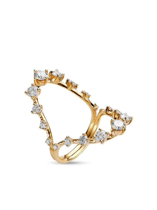 18k Yellow Gold Brilliant Diamond Open Ring