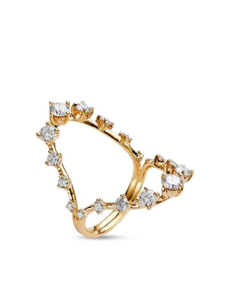 18k Yellow Gold Brilliant Diamond Open Ring