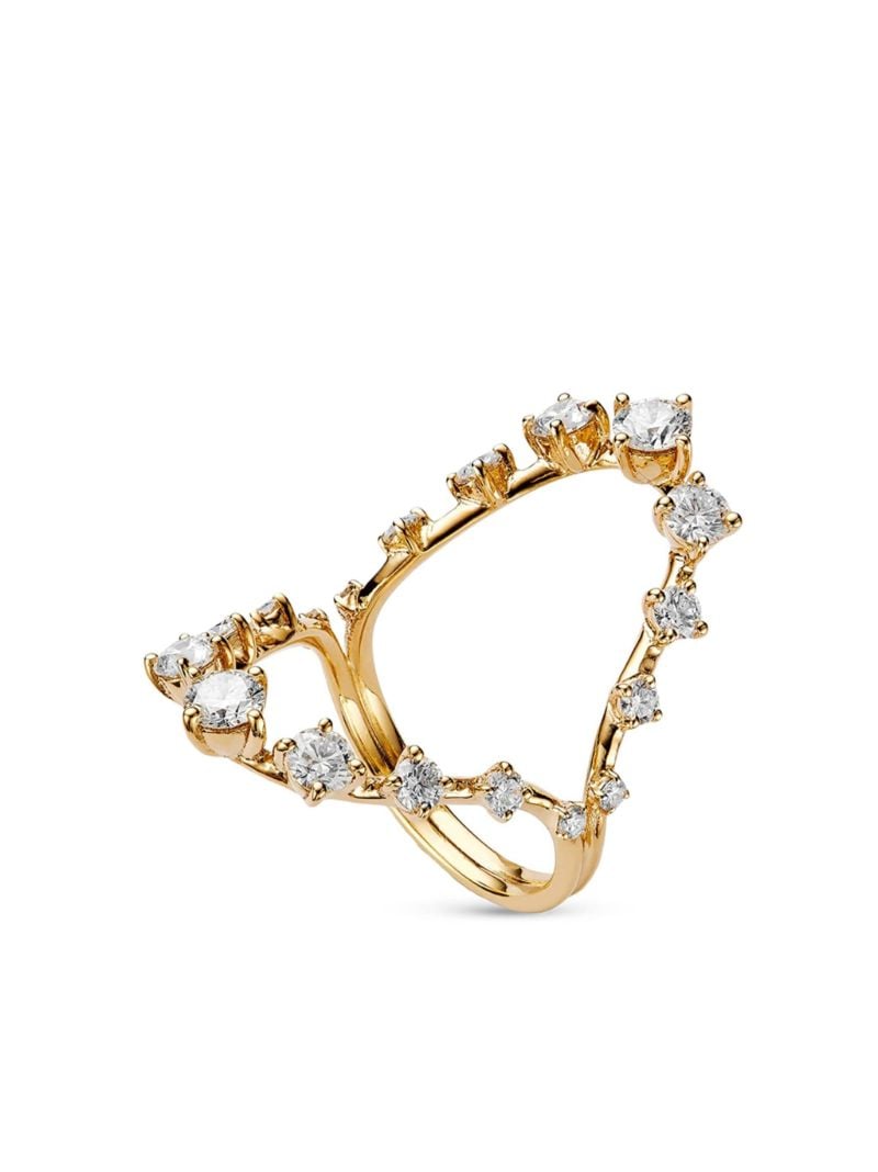 18k Yellow Gold Brilliant Diamond Open Ring