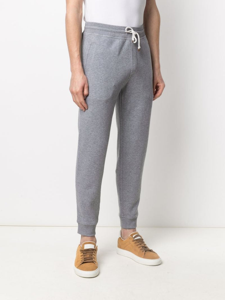 Grey Drawstring Cotton Track Pants