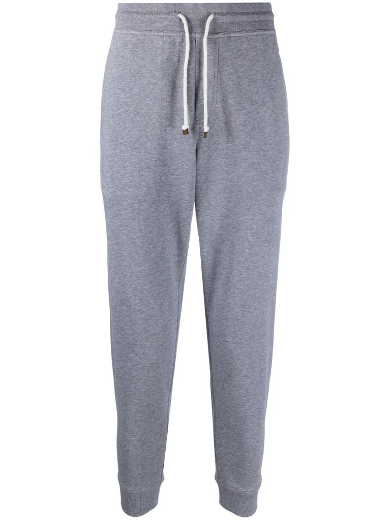 Grey Drawstring Cotton Track Pants