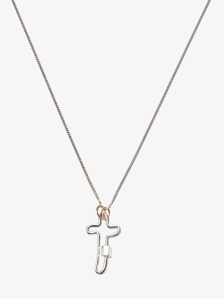 14k White Gold Cross Lock Charm