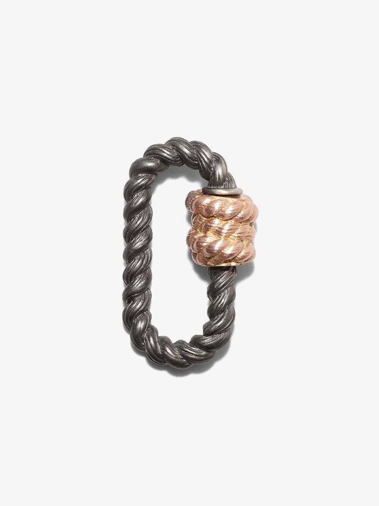 Sterling Silver and 14k Rose Gold Twisted Regular Lock Charm
