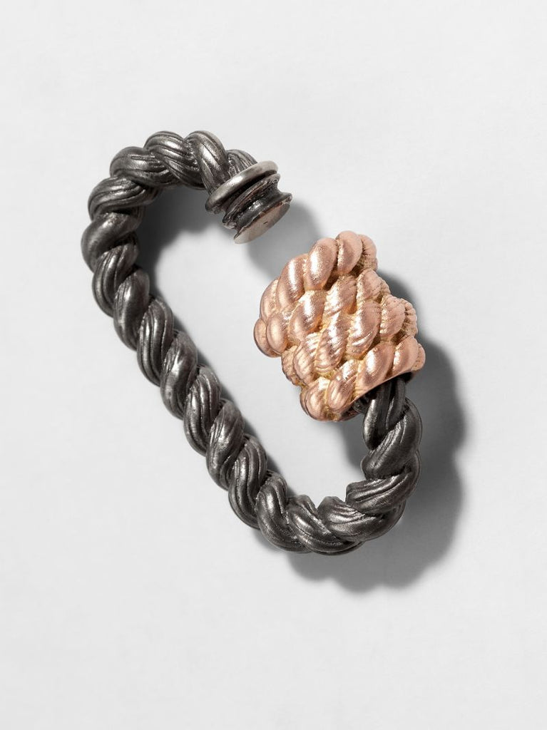Sterling Silver and 14k Rose Gold Twisted Regular Lock Charm