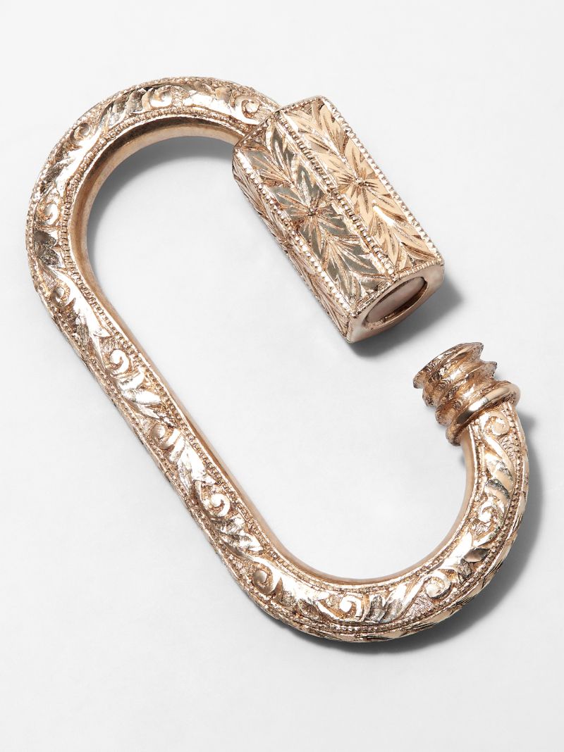 14k Yellow Gold Regular Engraved Lock Charm