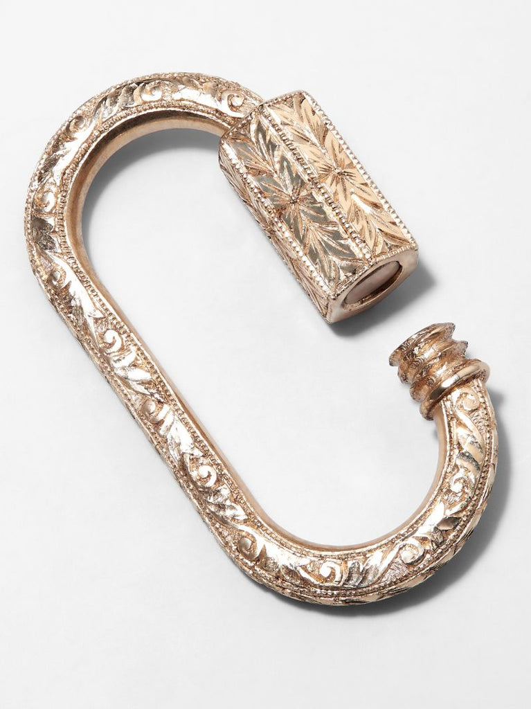 14k Yellow Gold Regular Engraved Lock Charm
