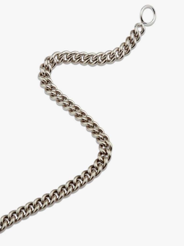 18k White Gold and Sterling Silver Curb Chain 7.5 Inch Bracelet