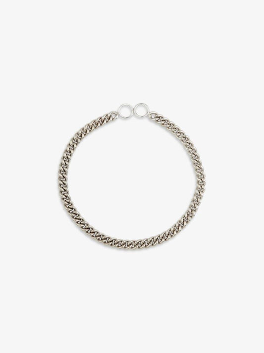 18k White Gold and Sterling Silver Curb Chain 7.5 Inch Bracelet