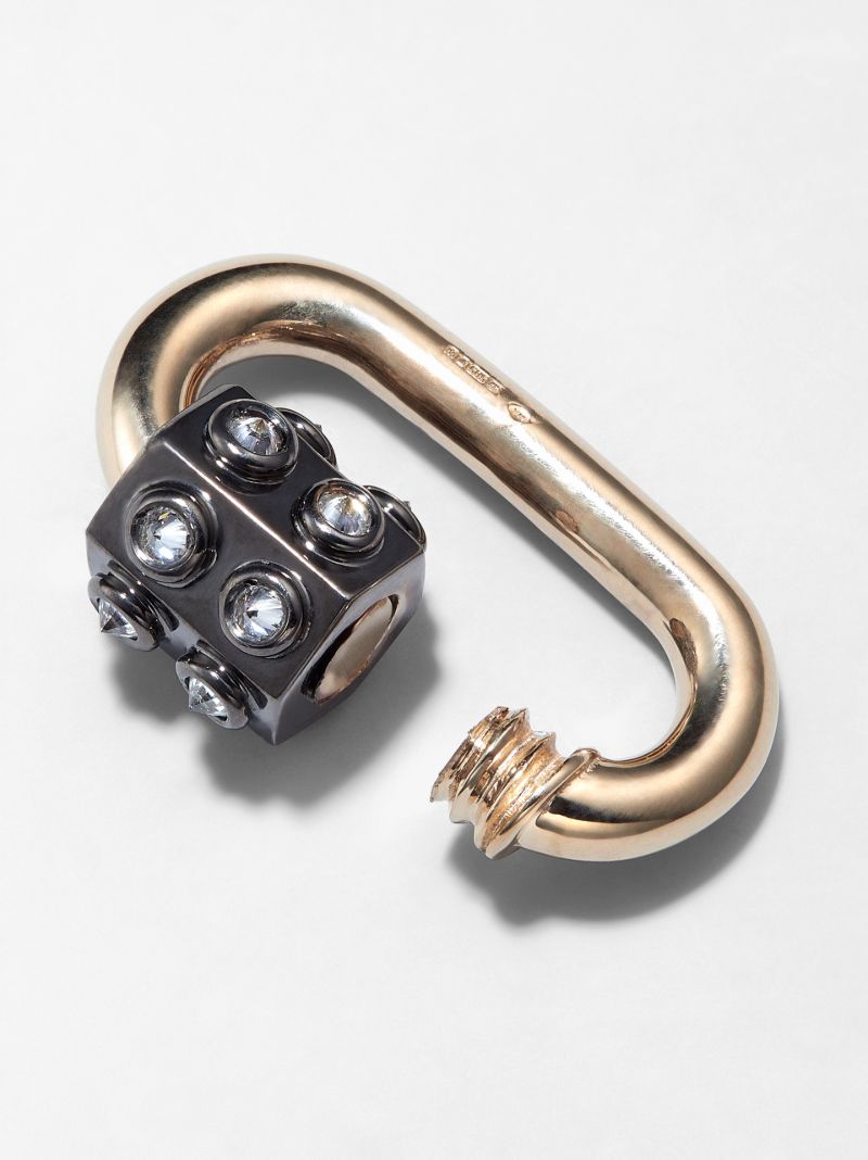 14k Yellow Gold Consuelo Chubby Medium Diamond Lock Charm