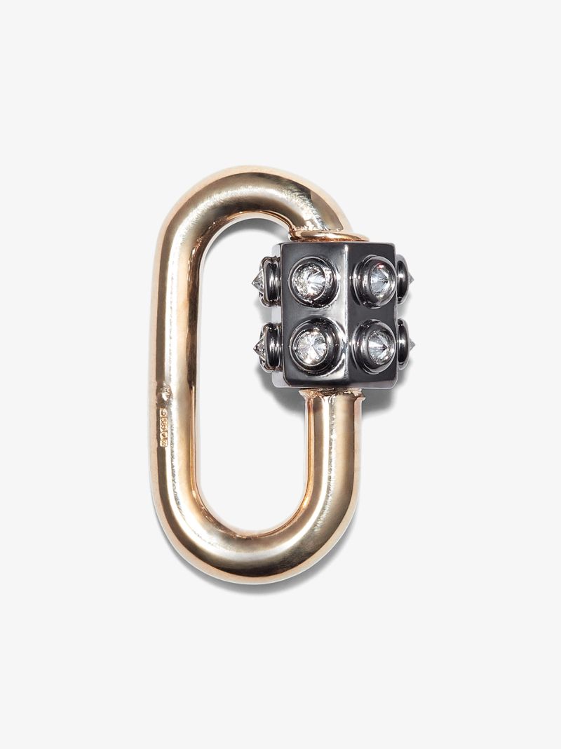 14k Yellow Gold Consuelo Chubby Medium Diamond Lock Charm
