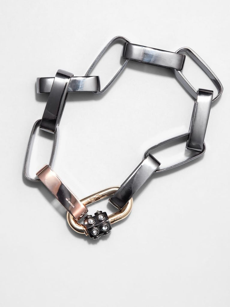 Sterling Silver and 14k Rose Gold Mega Biker Chain Bracelet