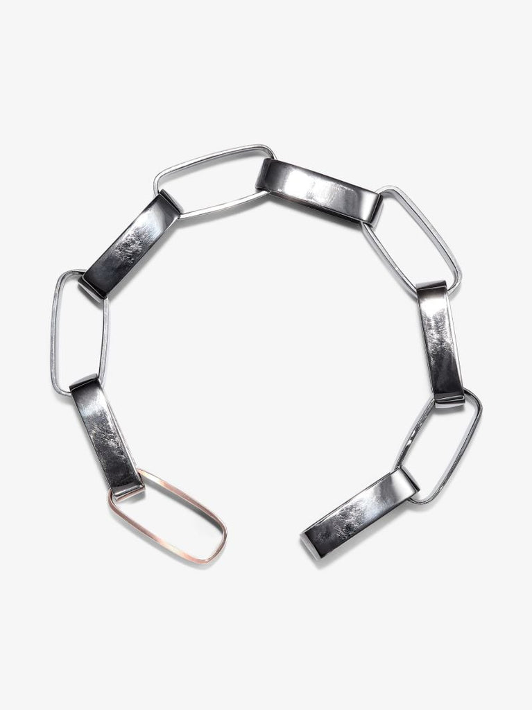 Sterling Silver and 14k Rose Gold Mega Biker Chain Bracelet