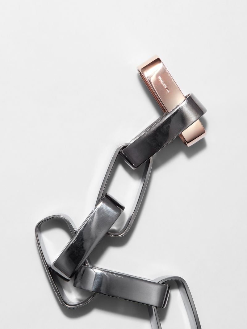 Sterling Silver and 14k Rose Gold Mega Biker Chain Bracelet