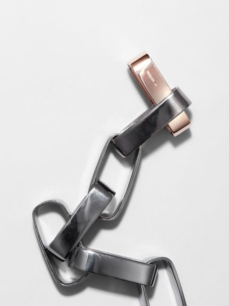 Sterling Silver and 14k Rose Gold Mega Biker Chain Bracelet