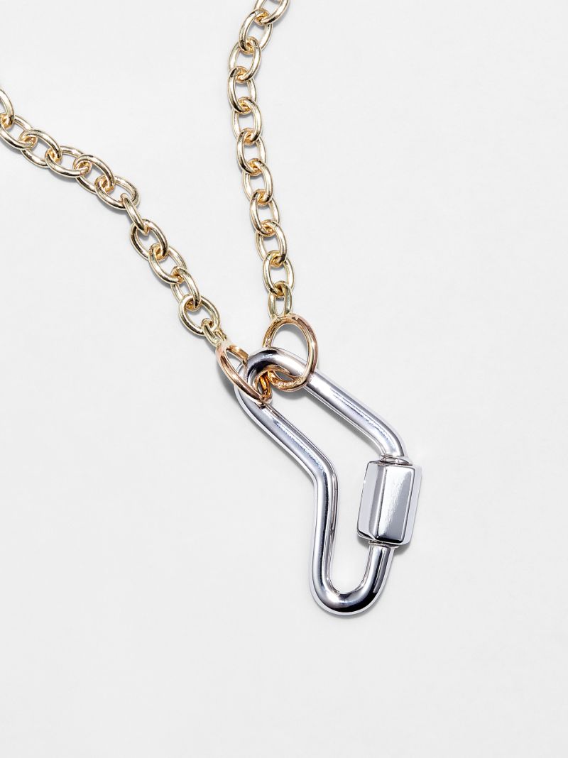 14k White Gold Boomerang Lock Charm