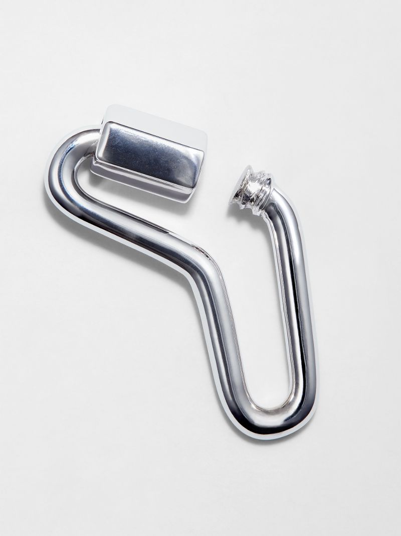 14k White Gold Boomerang Lock Charm