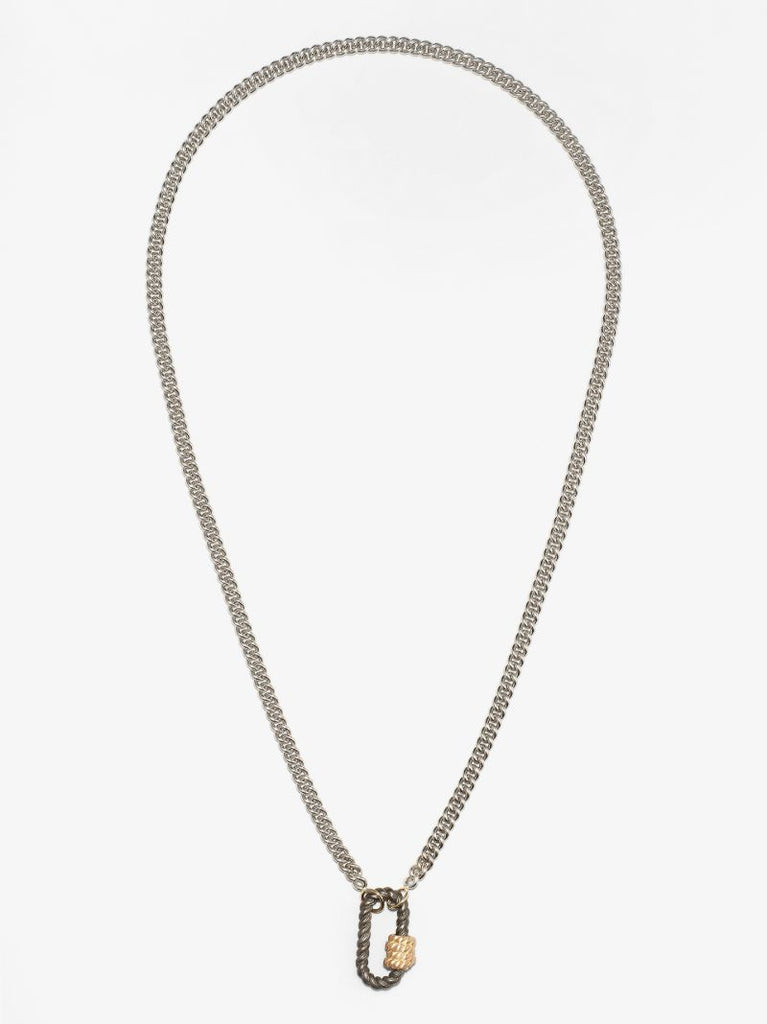 Sterling Silver and 14k Yellow Gold Heavy Curb Chain 22 Inch Necklace