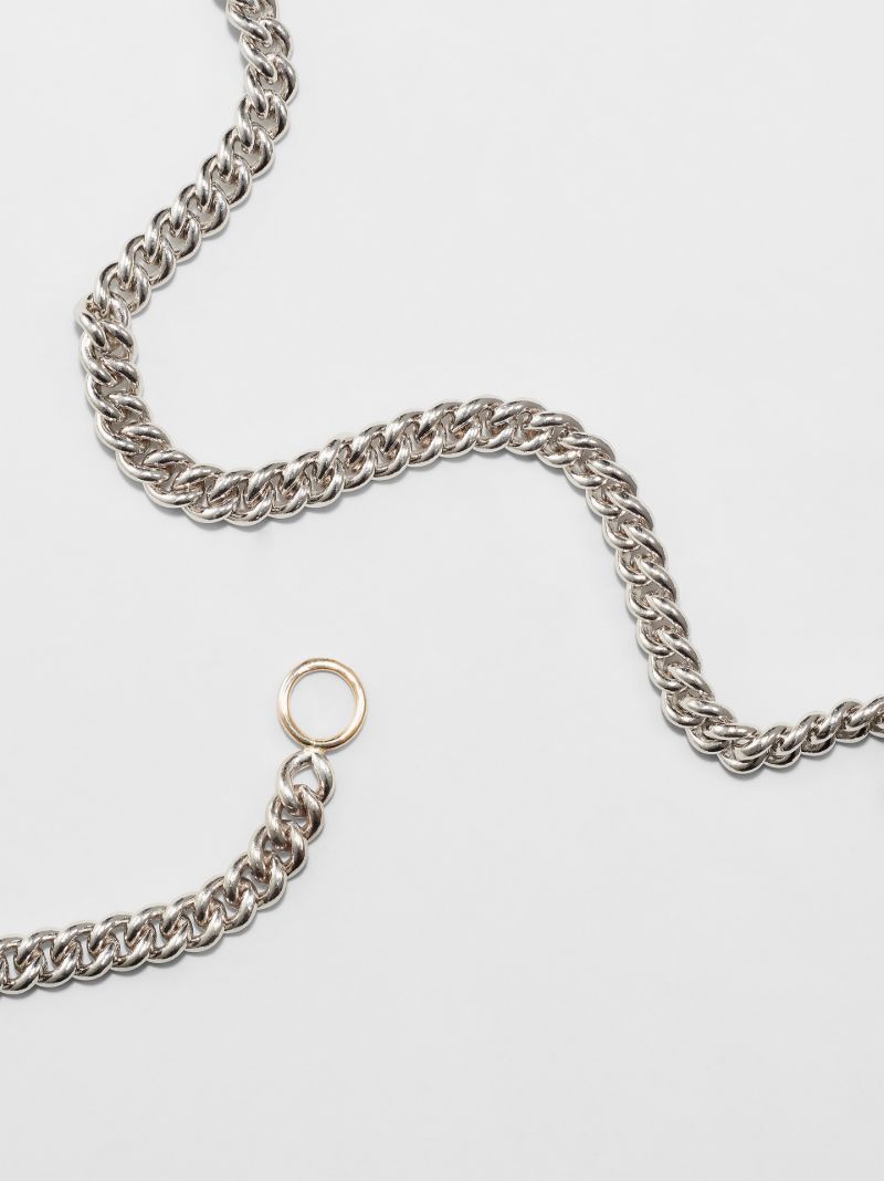 Sterling Silver and 14k Yellow Gold Heavy Curb Chain 22 Inch Necklace