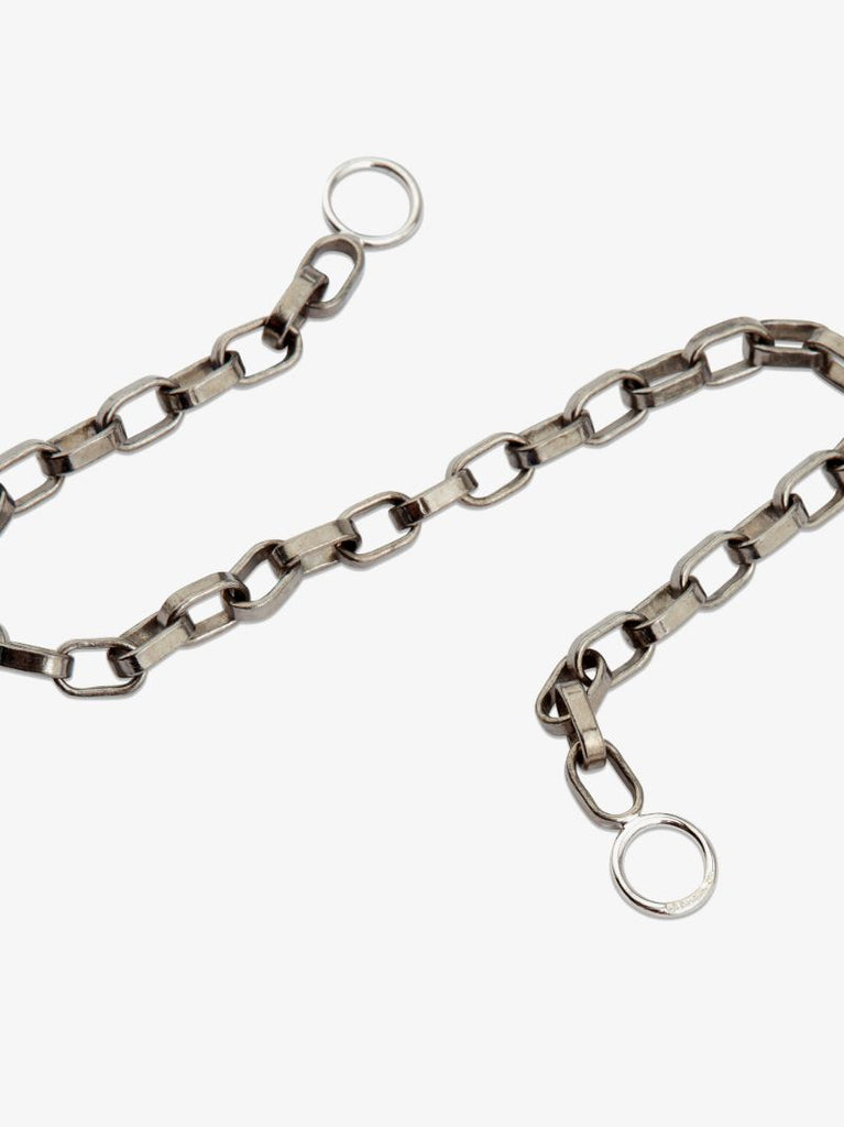 18k White Gold and Sterling Silver Biker Chain 7 Inch Bracelet
