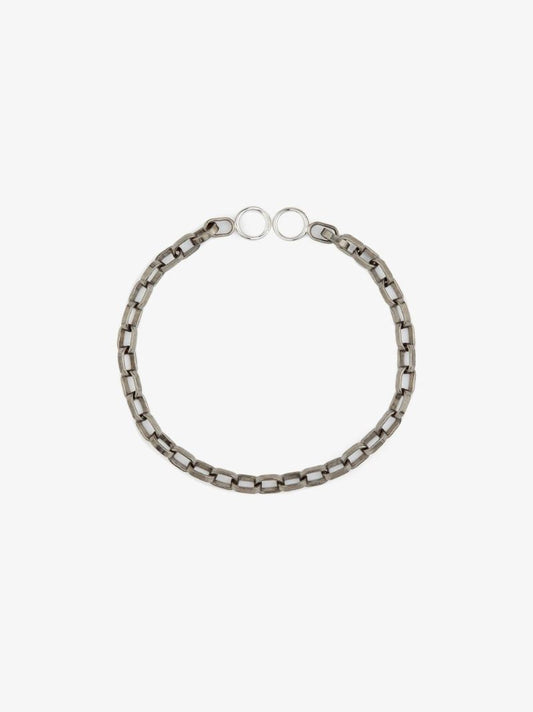 18k White Gold and Sterling Silver Biker Chain 7 Inch Bracelet