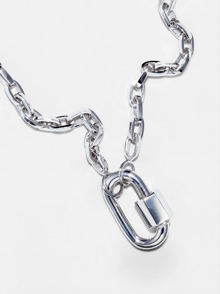 14k White Gold Chubby Medium Lock Charm