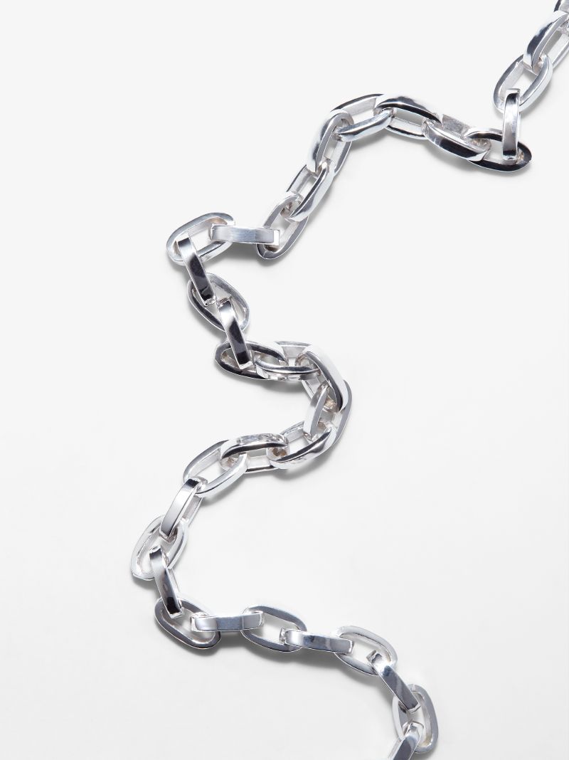 14k White Gold Biker Chain 20 Inch Necklace