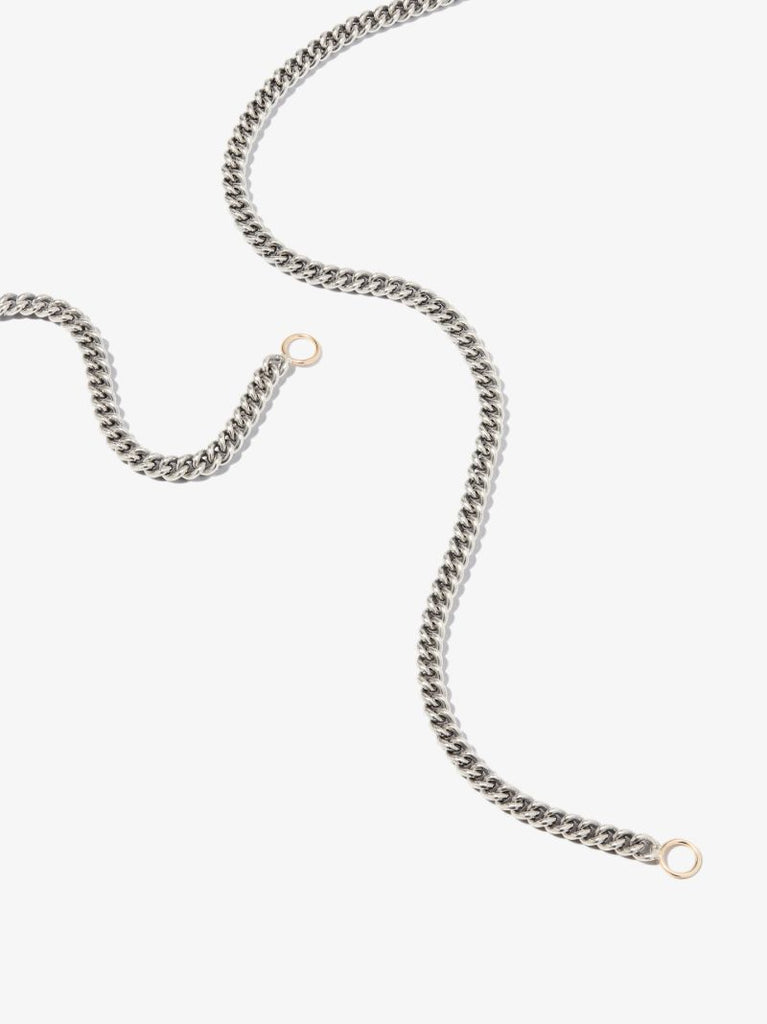 Sterling Silver and 14k Yellow Gold Heavy Curb Chain 32 Inch Necklace