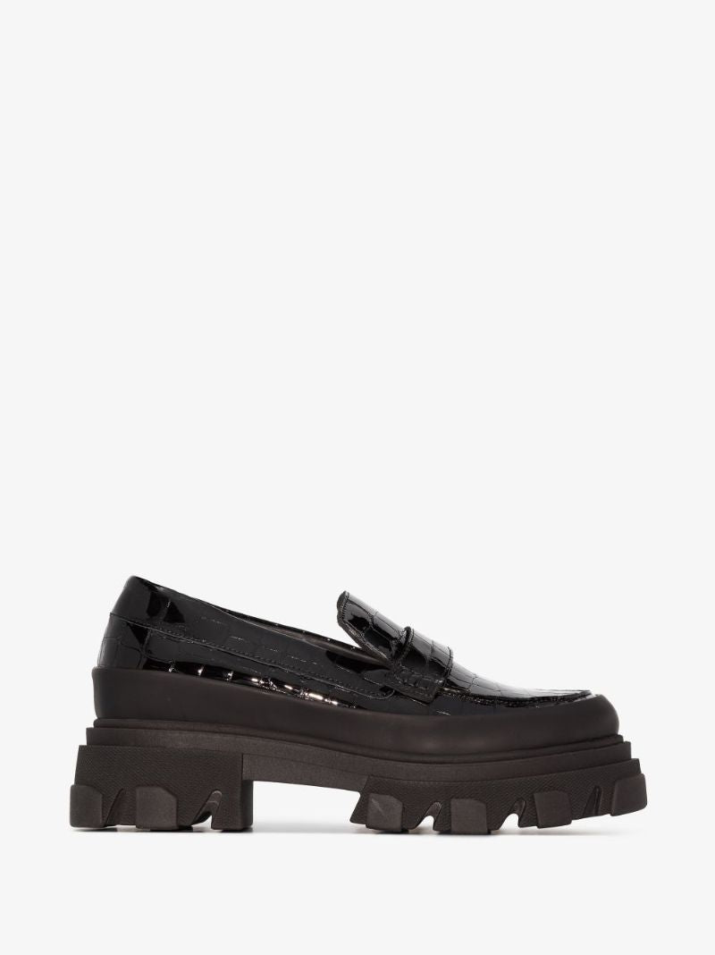 Crocodile Embossed Flatform Loafers