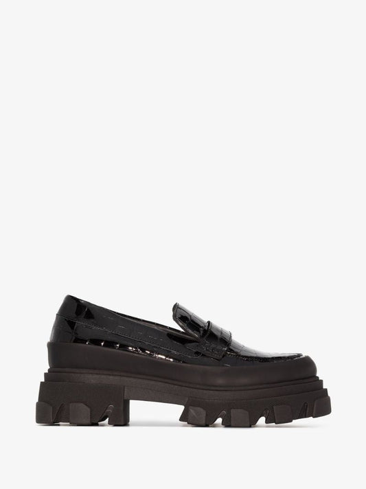 Crocodile Embossed Flatform Loafers