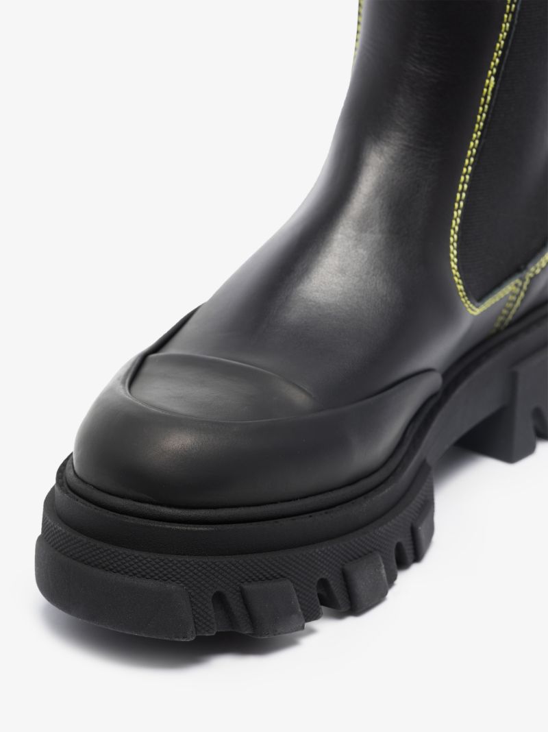 Black Knee-high Leather Chelsea Boots