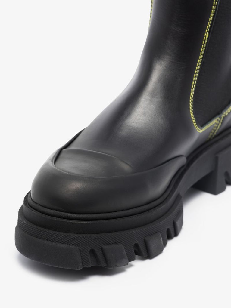 Black Knee-high Leather Chelsea Boots