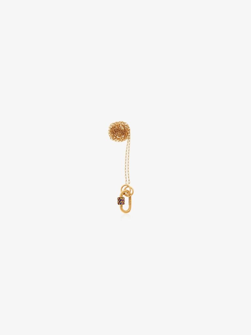 14k Yellow Gold Stoned Baby Lock Fine Square Link Chain Necklace