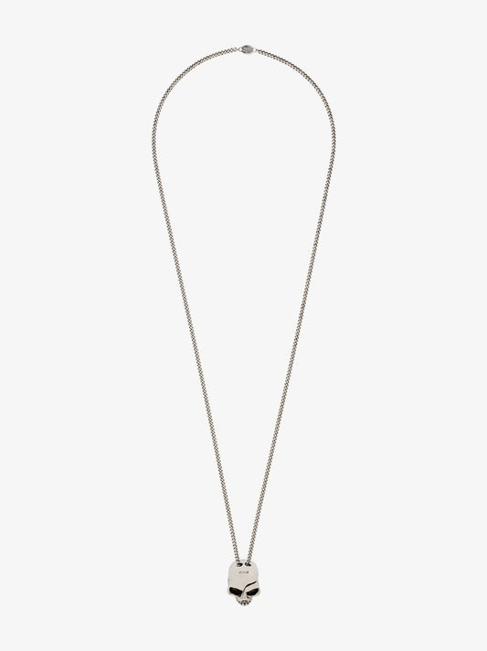 Silver Tone Skull Pendant Necklace