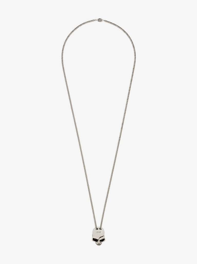 Silver Tone Skull Pendant Necklace