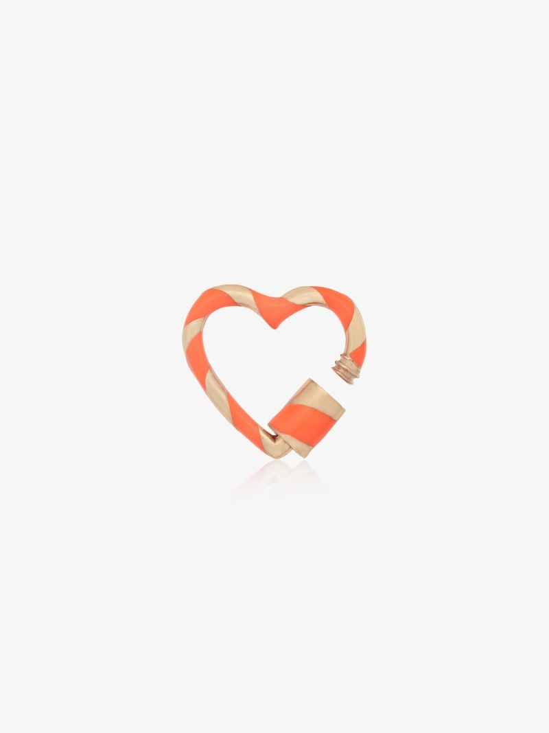 14k Yellow Gold Striped Enamel Heartlock Charm