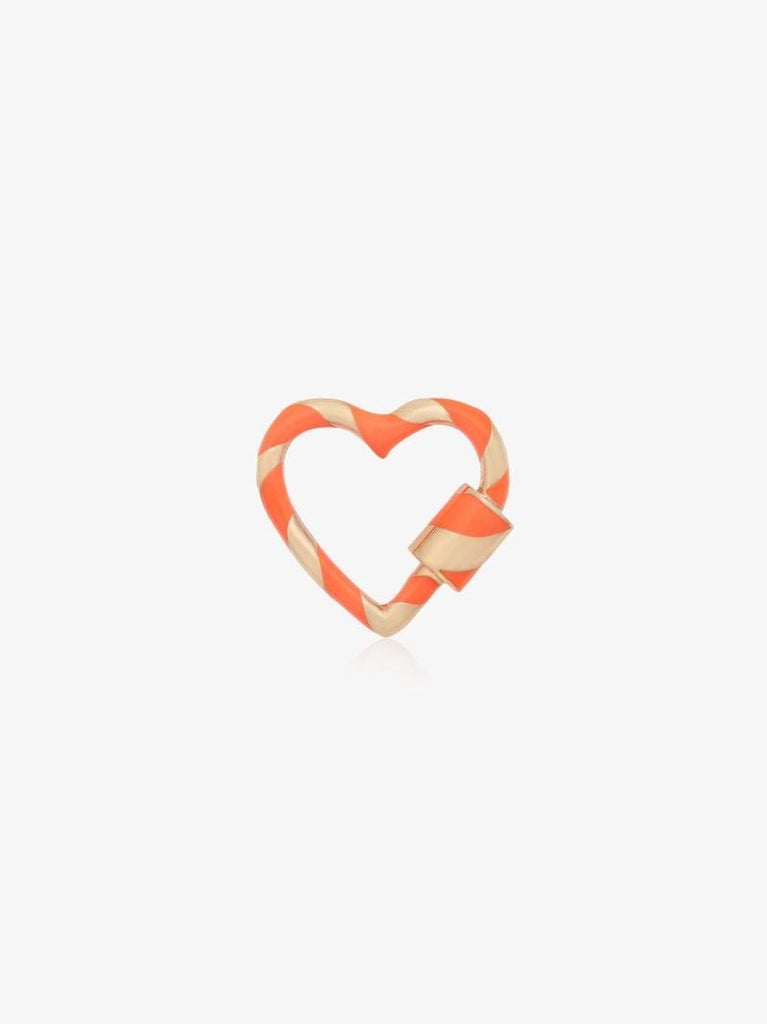 14k Yellow Gold Striped Enamel Heartlock Charm