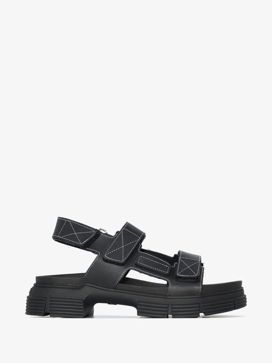 Black Double Strap Sandals
