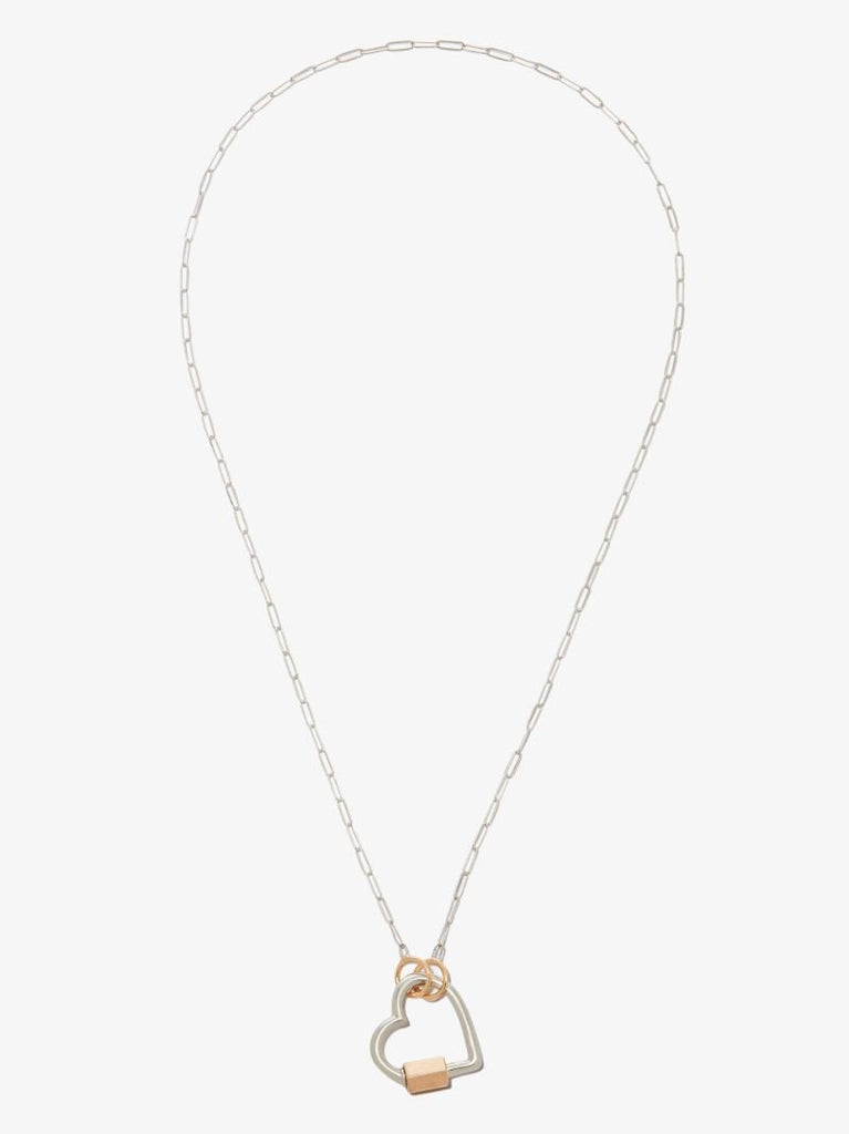Sterling Silver Heart Lock Chain Necklace
