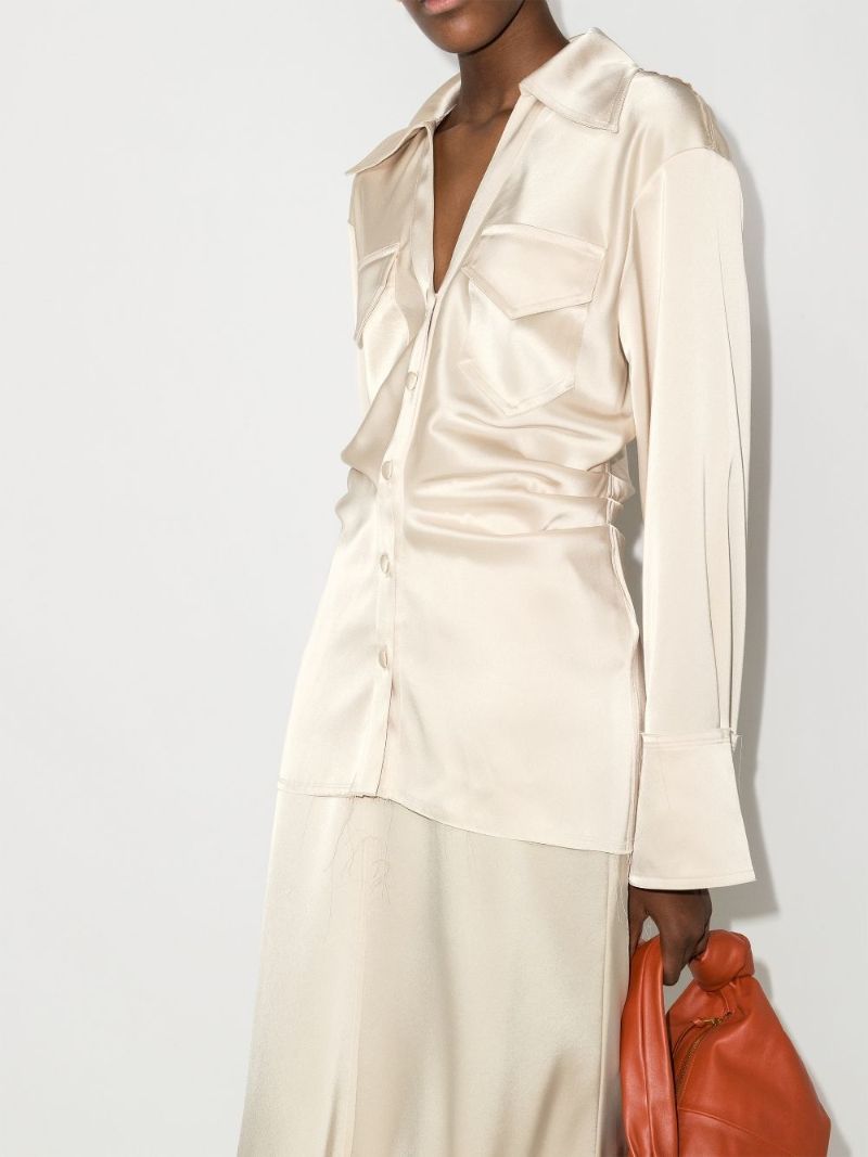 Dale Ruched Satin Shirt