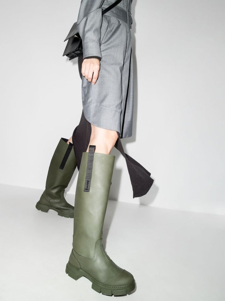 Green Knee-high Rubber Boots